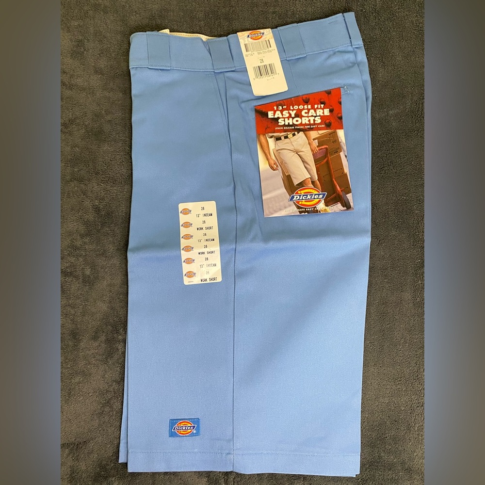 VINTAGE 1997 Deadstock Dickies 13" Loose Fit Easy Care Work Shorts - Light Blue